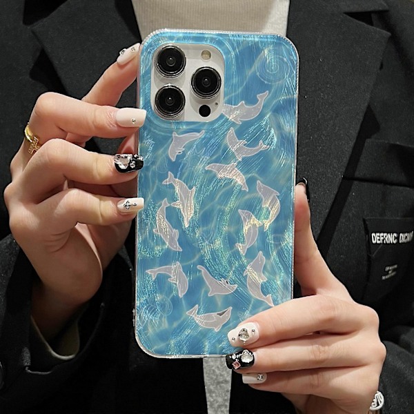 Mobilskal för iPhone 15 Pro, Delfinmönster TPU+PC IMD Baksida