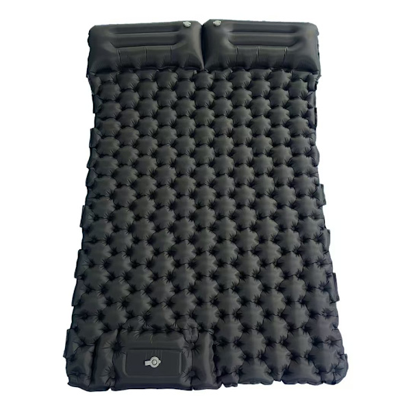 Itsestään täyttyvä retkipatja: paksu ja kevyt kahden hengen retkipatja, joka voidaan kiinnittää retkialustaksi ja kompaktiksi retkipatjaksi black Double sleeping pad