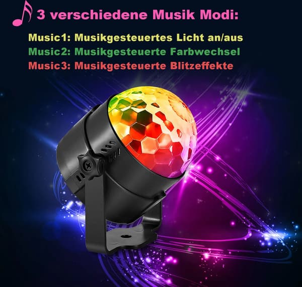 LED festlys discokule lys effekt musikkstyring