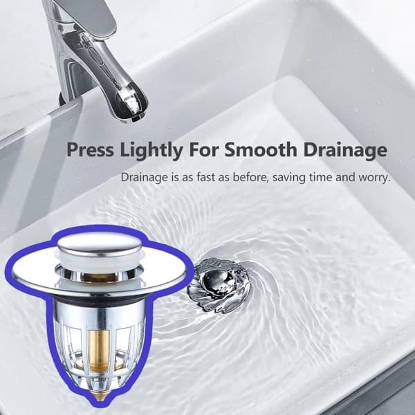 Press Bounce Sink Pop-up Avloppssil Filter Badrum Dusch Sänka Filter Plug Handfat Hår Sänka Sil Köksbadkar Stopper