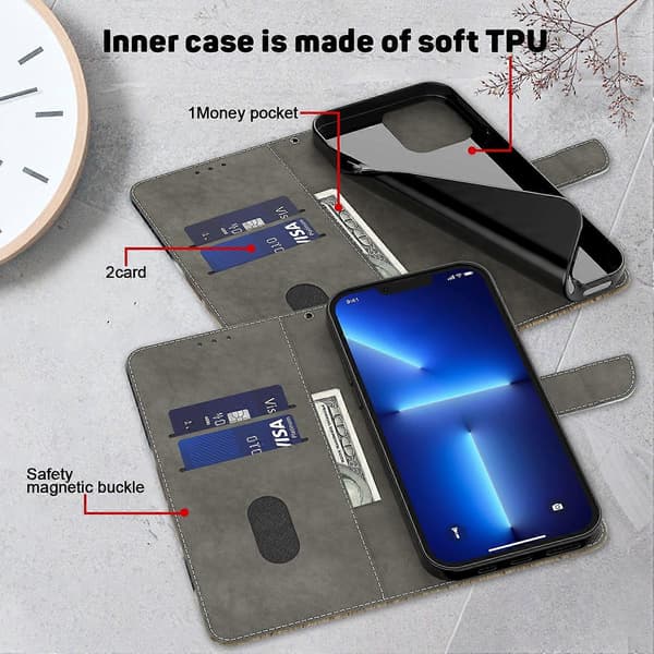 För iPhone 14 Plus 3D-målat Läder Telefonfodral