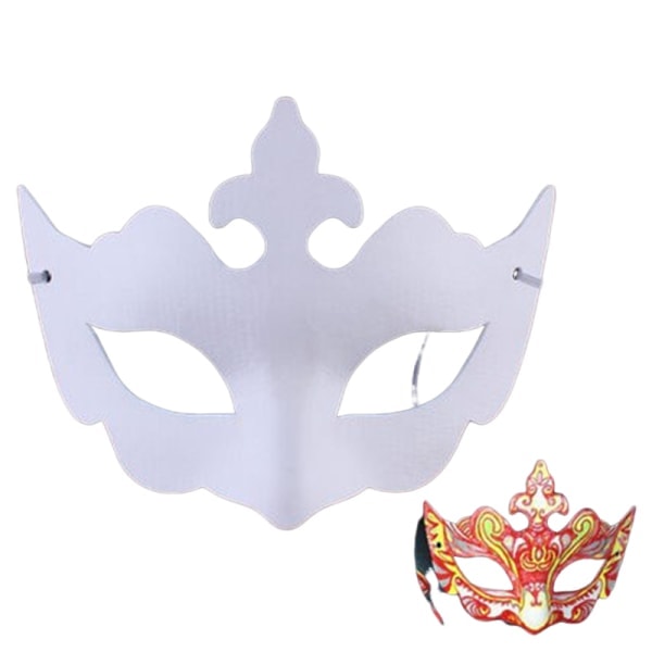 Halloween barnmask vit handmålad pulpmask barnmålningsmask vit embryofärgmask newcrown newcrown