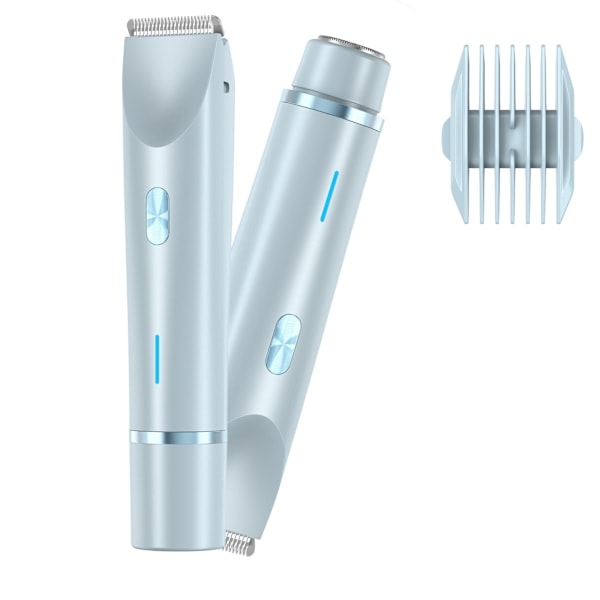 2-i-1 Bikini Trimmer Elektrisk Barbermaskin for Kvinner, Vanntett, Hårfjerning for Barbering av Ben, Armer, Underarmer Ansikt Rosa, Dobbelthode, Type-C blå blue