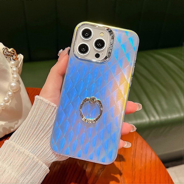 iPhone 13 Pro IMD -sähköpinnoitettu puhelinkotelo PC+TPU -matkapuhelinkuori jalustarenkaan pidikkeellä