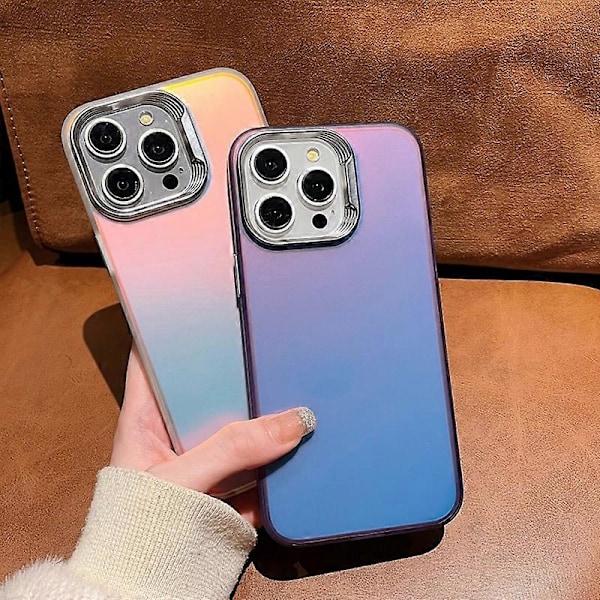 För iPhone 15 Pro Skal Lasereffekt Gradient Stöttåligt PC+TPU Telefonskydd