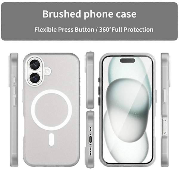 Skal för iPhone 16 Kompatibelt med MagSafe TPU+PC Slim Matt Genomskinligt Telefonskal - Vit