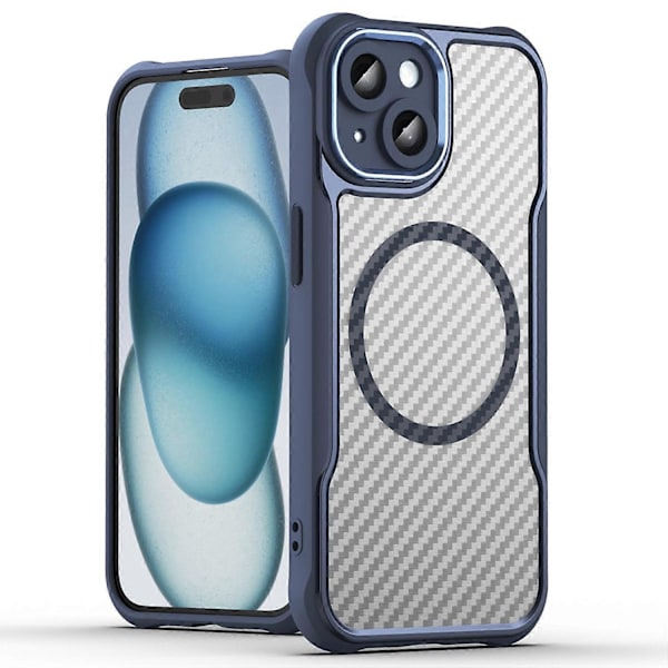 Skal för iPhone 15 Kompatibelt med MagSafe Kolfibertextur TPU+PC Telefonskydd