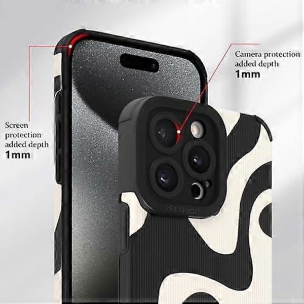 iPhone 15 Pro Max Skal, Sött Zebra Vågmönster Design Skal för Kvinnor Flickor Mjuk TPU Stötfångare Anti-Repor Stöttåligt Fullständigt Kameraskydd Skal
