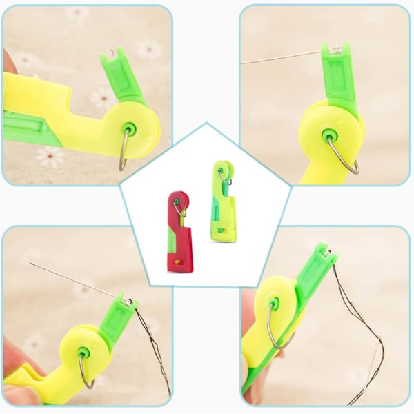 2 Stycken Nålträdare, Handnålar i Plast, DIY Trädningsverktyg, Nålträdare för Handsömnad (Färg Slumpmässig)