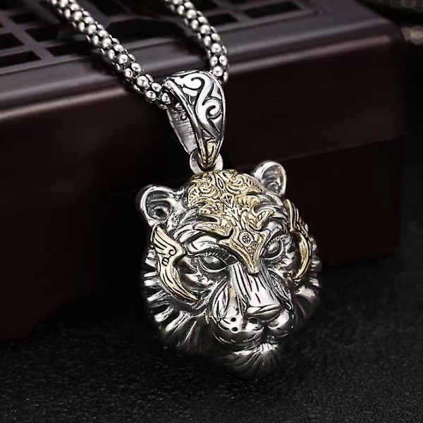 Titanium stål ny retro tigerhode anheng trendy tiger
