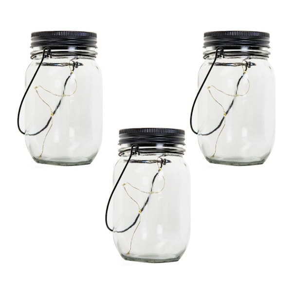 3 Solcelle Lys Mason Jar 8 LED Solcelle Glas Lys Lanterne Terrasse
