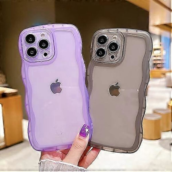 Kompatibel med iPhone 15 Pro Max Skal 2023 6.7 \", Sött Kawaii Lockig Vågformad Ram Mjukt Silikon Stöttåligt Skyddande Telefonskal för Kvinnor Flickor