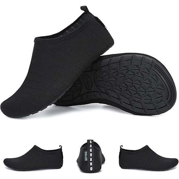 Strandsko til mænd og kvinder, unisex vandsko Aqua Socks hurtigtørrende svømme- og vandbade sko, sort, 36-37EU