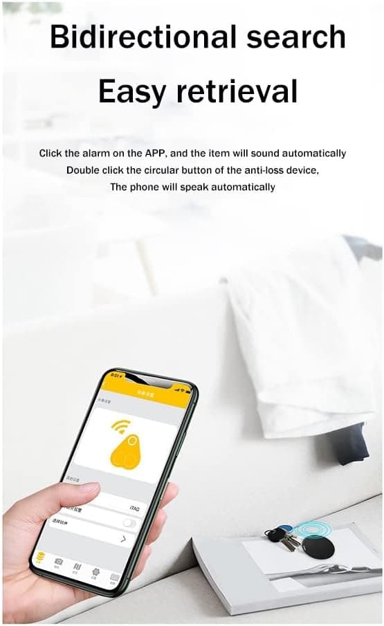 Mini GPS Tracker Trådløs Bluetooth 5.0 Anti-Tab Enhed Smart Locator Kæledyrs Nøglepung Tracker med Nøglering Sort