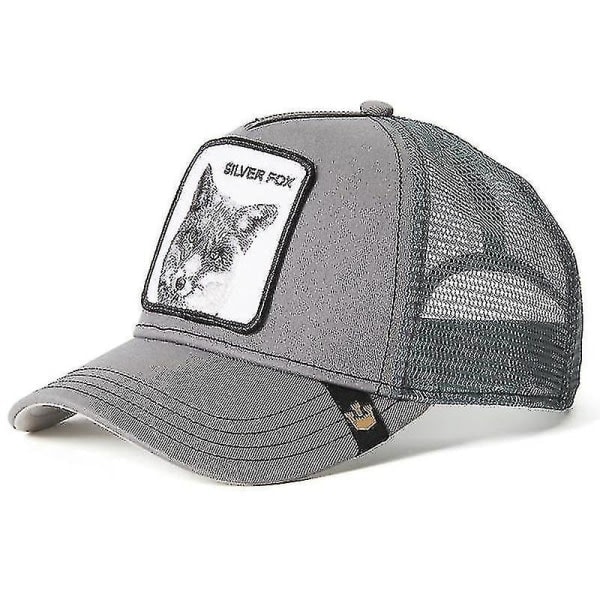 Svart Panter Mesh Keps för Vuxna Sommar Baseballkeps Truckerkeps W-WELLNGS Silver Fox- Grå Silver Fox- Grå Silver Fox- Grey