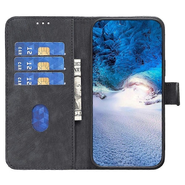 Til iPhone 15 Pro Max Rhombus Præget PU Læder Etui Stand Wallet Telefon Cover