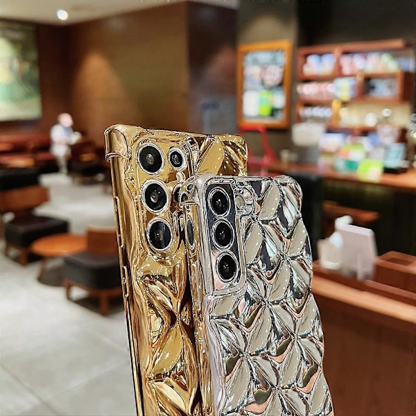För Samsung Galaxy S22 Ultra 5G Rombmönstrad Elektropläterad TPU Mobilskal
