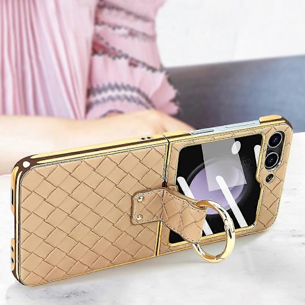 Punottu PU-metallirengas puhelinkotelo Samsung Galaxy Z Flip5:lle