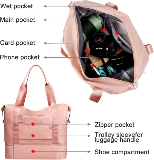 Reiseveske med trillekoffert 30L Weekend Bag Tørr & Våt Separasjon