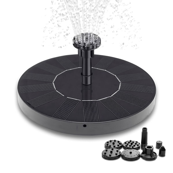 Springvand - Solcelle springvand / Vandspringvand Solcelle - 16 cm Sort