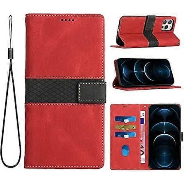 Kompatibelt för iPhone 16 Pro Max Plånboksfodral, [Ställ][Handledsrem][Korthållare] TPU Inre Skyddande PU Läder Folio Flip Omslag Designat
