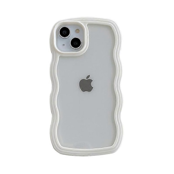 iPhone 14 (6,1 tuuman) kuori, söpö kihara aaltoileva kehys, läpinäkyvä kuori tytöille ja naisille, läpinäkyvä pehmeä silikoninen TPU-puskuri, iskunkestävä suojaava puhelinkuori