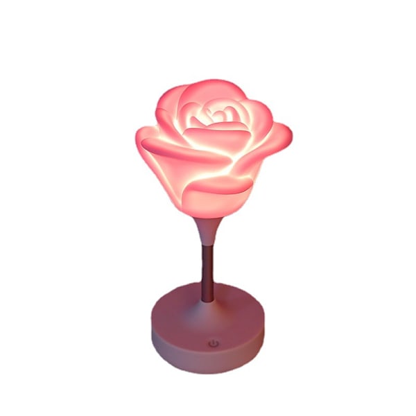 3D Rose Formet USB Genopladelig Touch Natlampe 3 Indstillinger