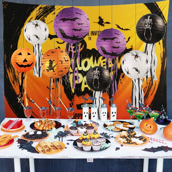 15 st Halloween-papperslytor, vikbara lyktor, dekorationer