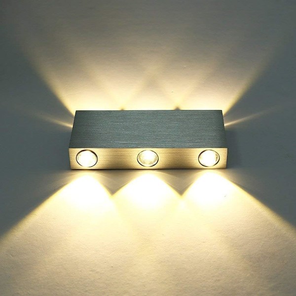 LED Vägglampa 6W med 6 LED-lampor Inomhus Dekorativ Belysning Modern Aluminiumlampa för Sovrum Trapphall Vardagsrum Kontor Veranda Butik