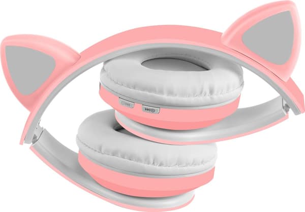 Barnhörlurar Bluetooth LED Trådlösa Kattungeöron 16865 (Rosa)