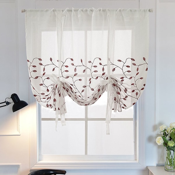 Polyester Blomstertrykk Drapering Korte Gardiner For Hjemmeinnredning