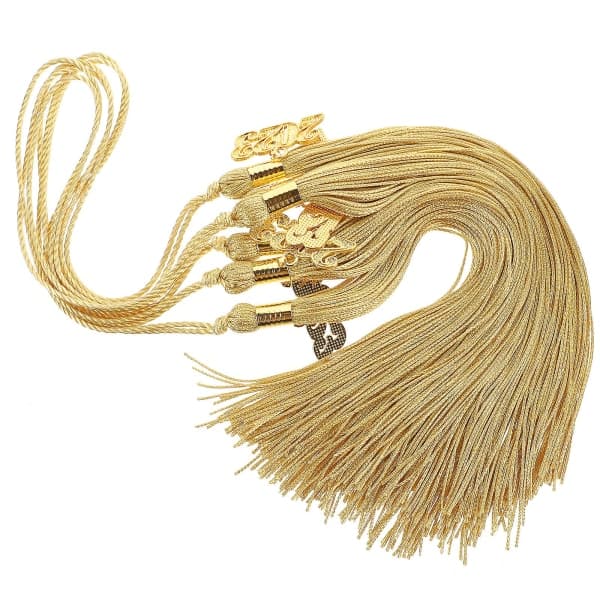 6 stk. dusk til hatt Dusk-sjarm Hatt-dusk Graduasjonsfestutstyr Gullfarget 40 cm