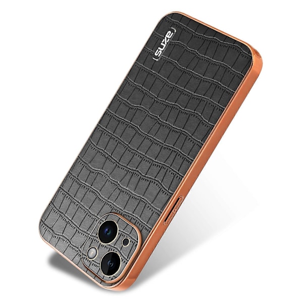 För iPhone 14 Plus Skal Krokodiltextur PU+TPU Stötsäkert Telefonskal