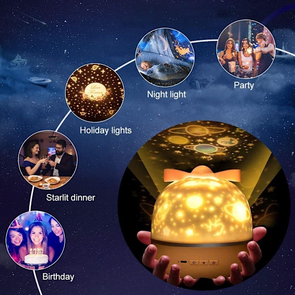 LED nattlys, stjernehimmelprojeksjonslys, barnas babystjernelys