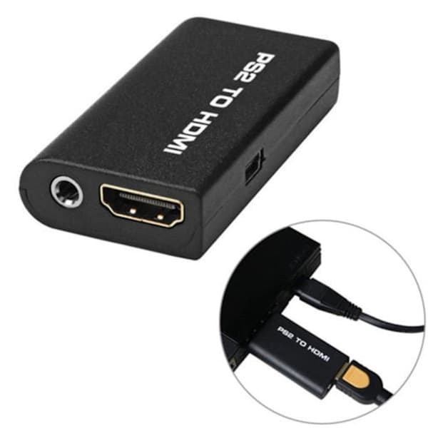 PS2 til HDMI med AUX Adapter Sort
