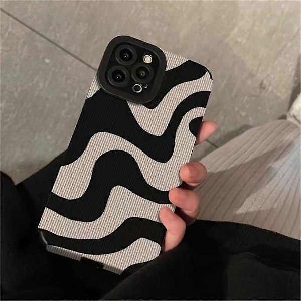 Zebra-stribet PU-læder + TPU stødsikkert telefoncover til iPhone 15 Pro Max