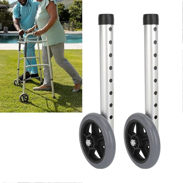 2 stk. Udskiftningshjul til rollator, justerbare ben i aluminiumslegering til ældre og handicappede