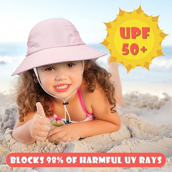 2-pak Solhatte til Småbørn - Justerbare Strandhatte white+pink S