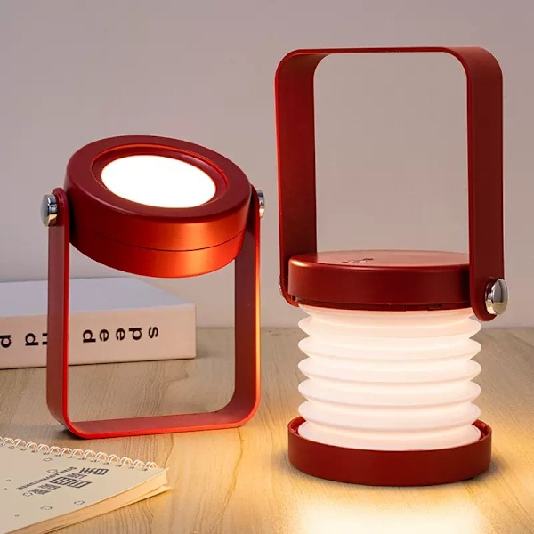 LED sengelampe natlampe retro touch justerbar, foldbar red