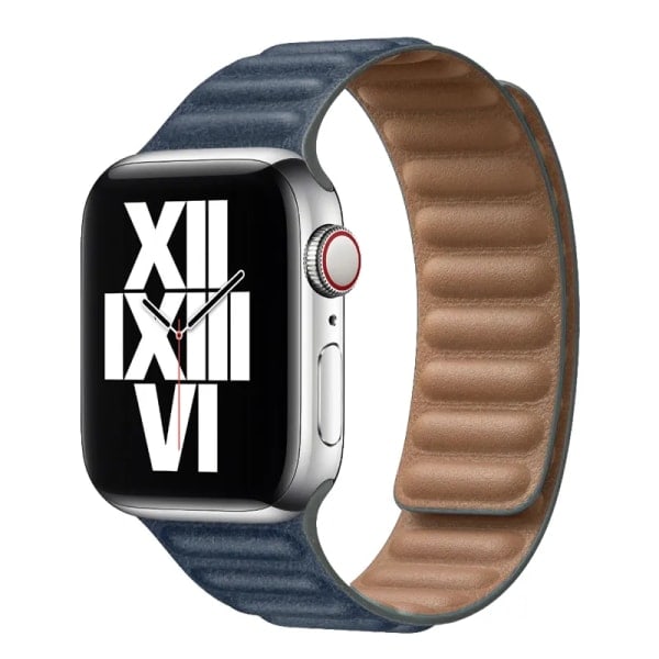 Nahkaranneke Apple Watch -rannekkeelle 45mm 41mm 44mm 40mm Alkuperäinen magneettinen lenkkikiinnitys iWatch Ultar2 49mm 9 8 7 6 SE 3 42mm Tumman sininen Dark blue