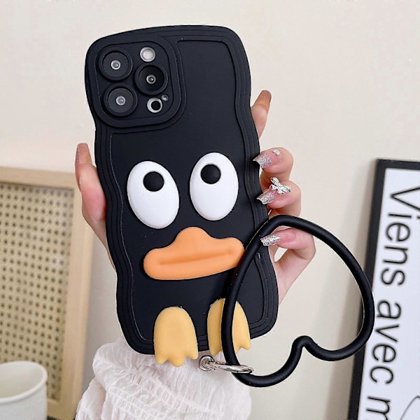 Wave Edge Big Duck silikone telefoncover med håndledsrem til iPhone 14 Pro Max