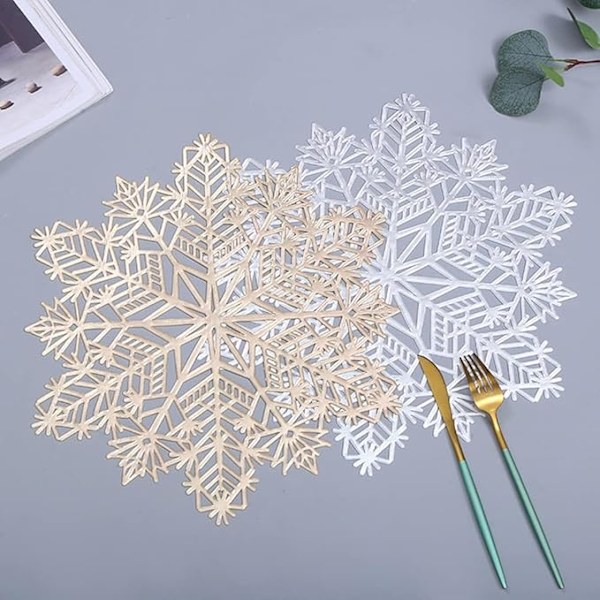 2 st julbordsplaceringsunderlägg med runda snöflingor