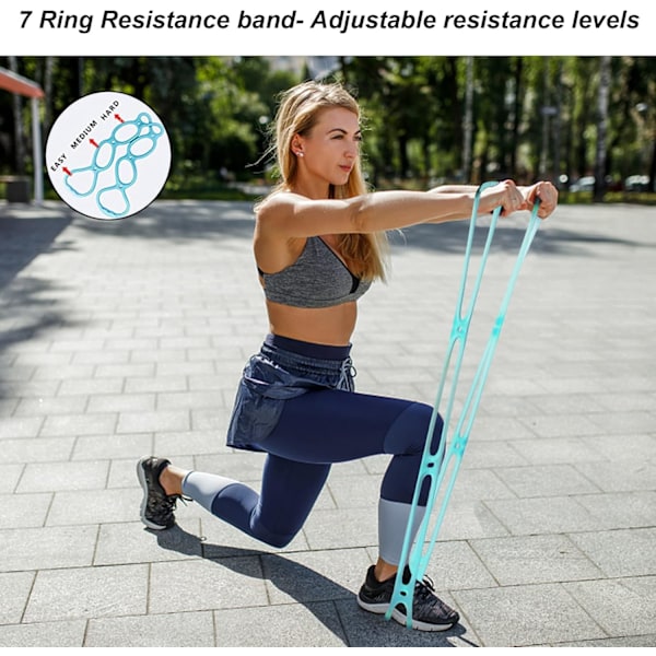 7 Ring Stretch and Resistance Träningsband | Rygg, Fot, Ben, Handsträckare, Armtränare för Sport & Träning, Fysioterapi Blue