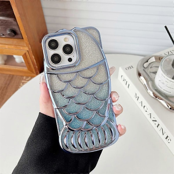 Glitter Fish Shape TPU Electroplating Phone Cover för iPhone 14 Pro Max