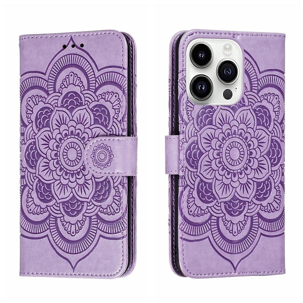 Mandala Läder Telefonfodral För iPhone 15 Pro