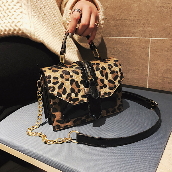 Allsidig Skuldertaske Messenger Mode Kvinder Firkantet Taske leopard print
