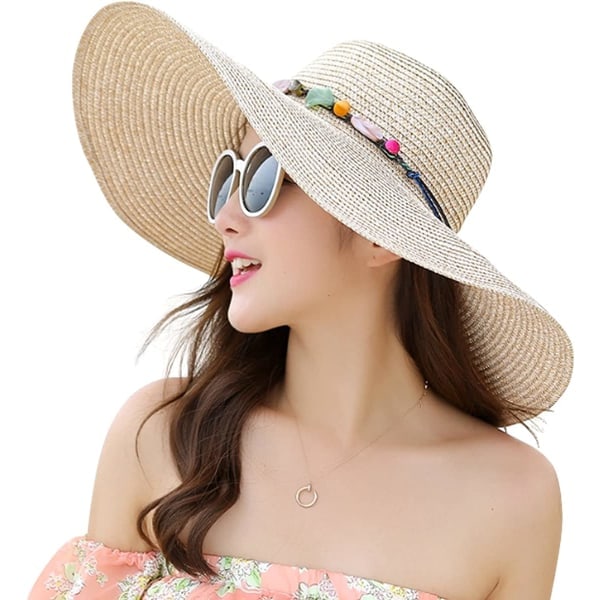 Kokoontaittuva aurinkohattu UPF 50+ naisille (beige)