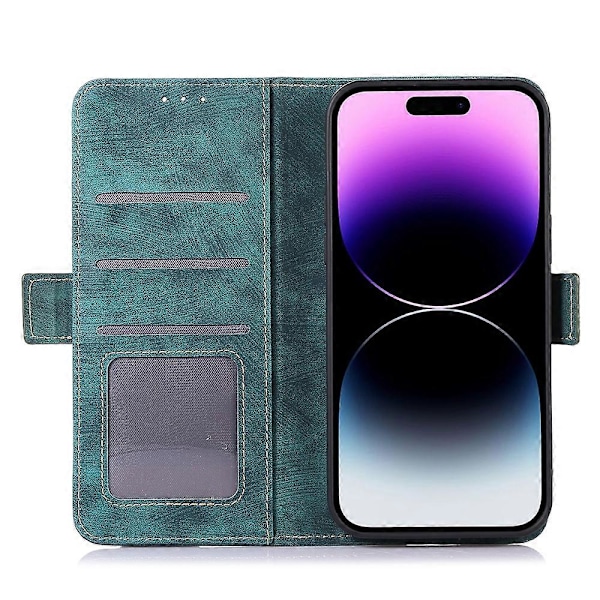 För iPhone 16 Pro Max Skal PU Läder Ställ Retro Telefonfodral med Kortfack