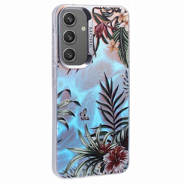 Til Samsung Galaxy S25 Case PC TPU Beskyttende Telefon Cover Laser Blomstermønster - AH12