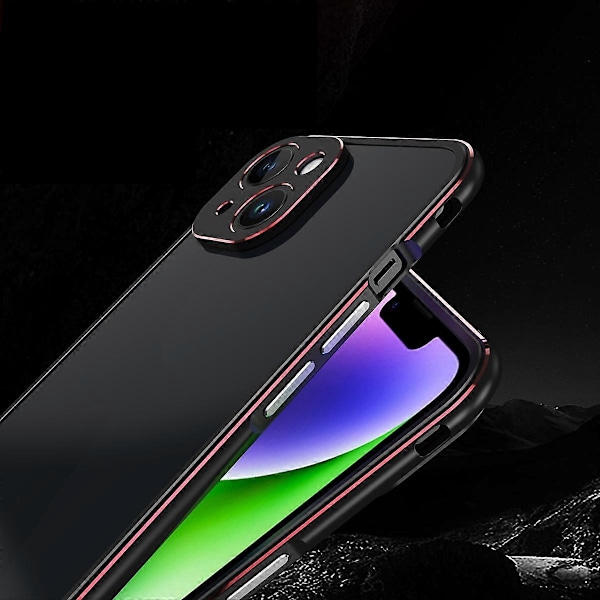 För iPhone 14 Plus Aurora Series Lins Skydd + Metallram Mobilskal